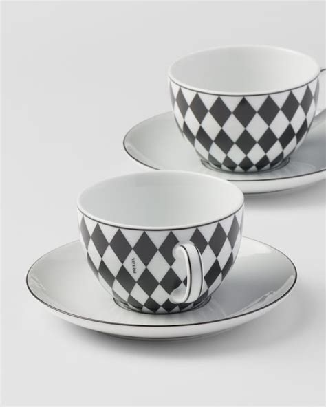 prada checkerboard|Set of two porcelain tea cups .